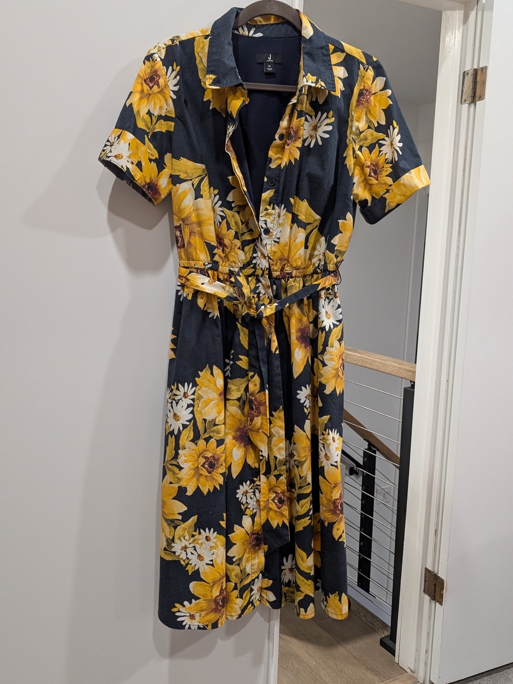 Jason Wu Black Shirt Dress with Yellow Floral Print